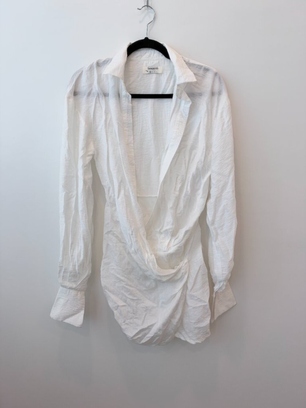 House of CB Carys white draped shirt dress